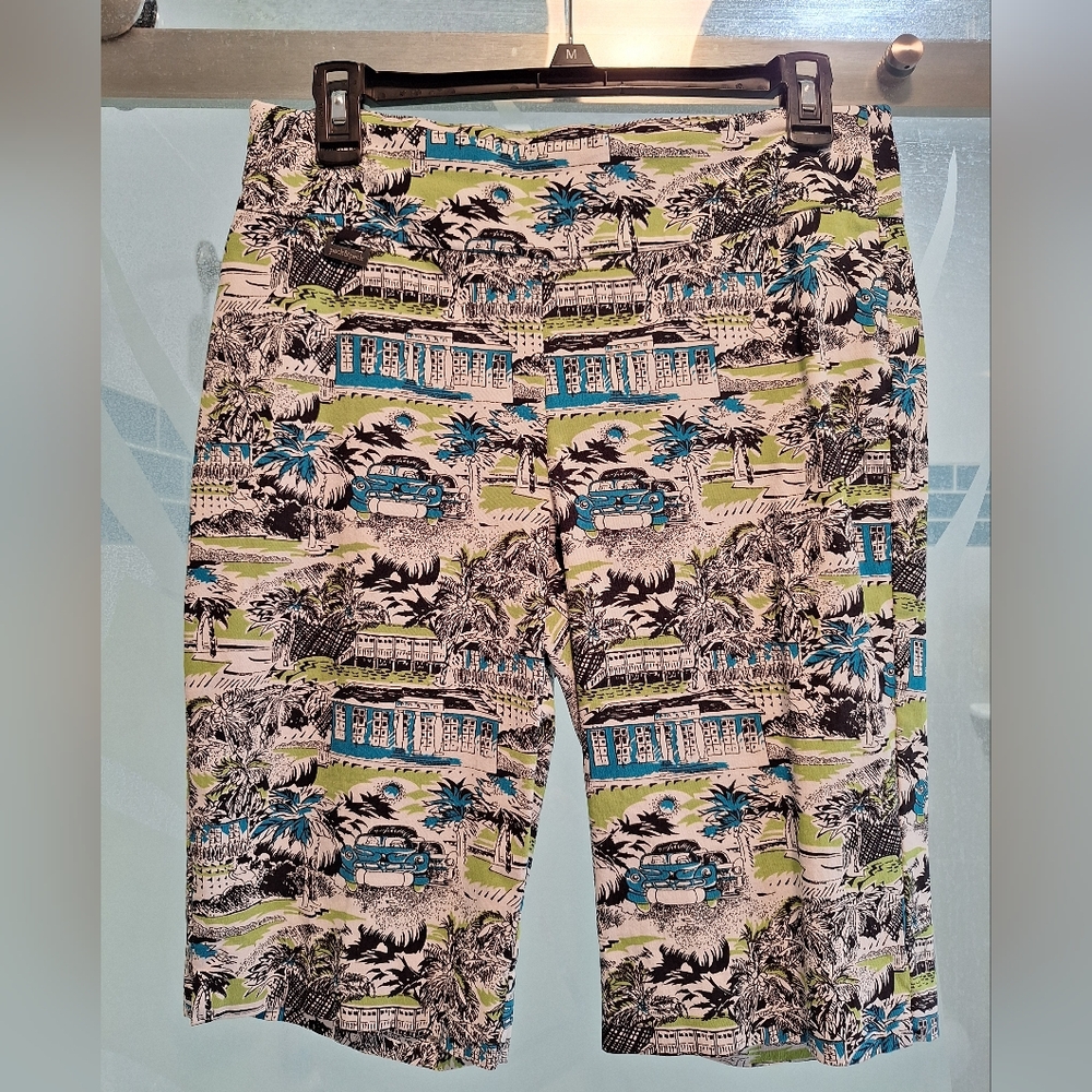 Peck & Peck Tropical Print Athletic Shorts in Blue, Green and Black